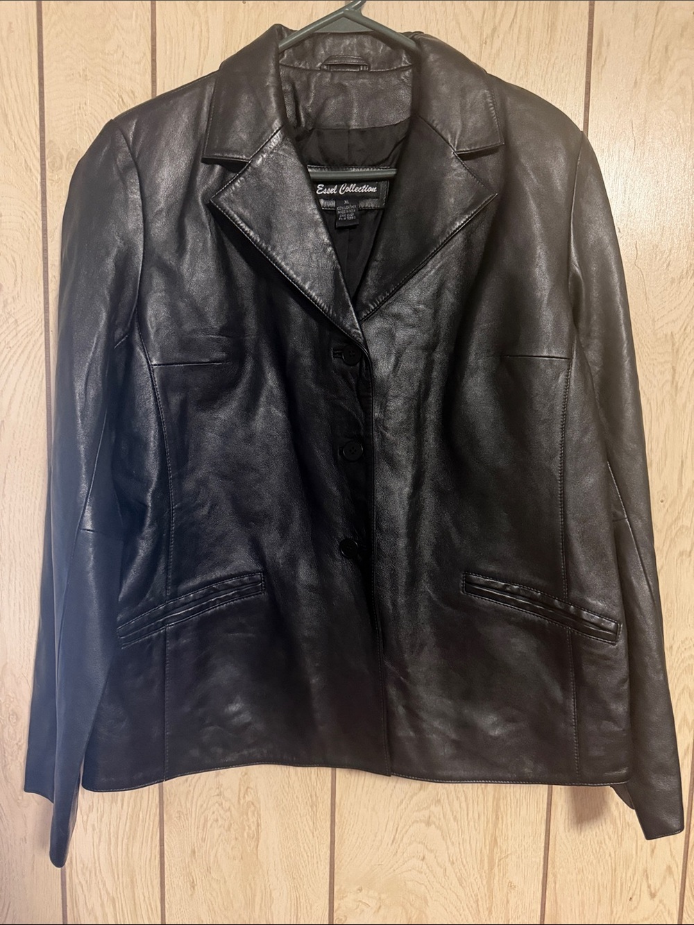Essel Collection Black Leather Blazer Jacket for Women